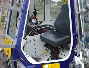 A view of the inside of the cab of an M3 Tractor