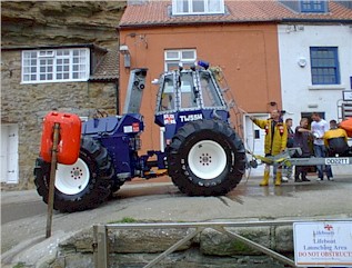 Washing the salt off the Lifeboat Tractor
