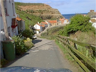 A view down Cow Bar Bank, Staithes.